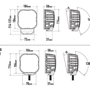 PHARE LED LAZER UTILITY-50 NOIR - FEU ARRIERE ROUGE